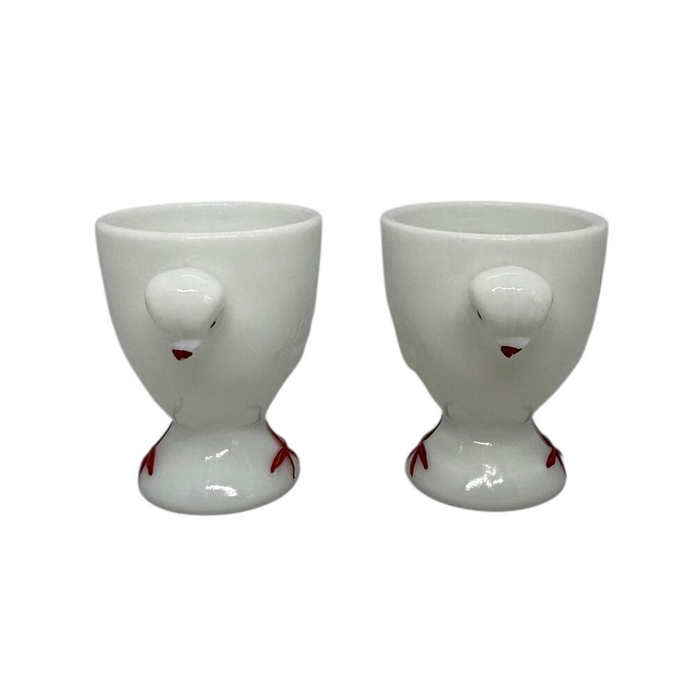 1950's Westmoreland Milk Glass Chick Design Egg Cups - A Pair - Picture 7 of 16